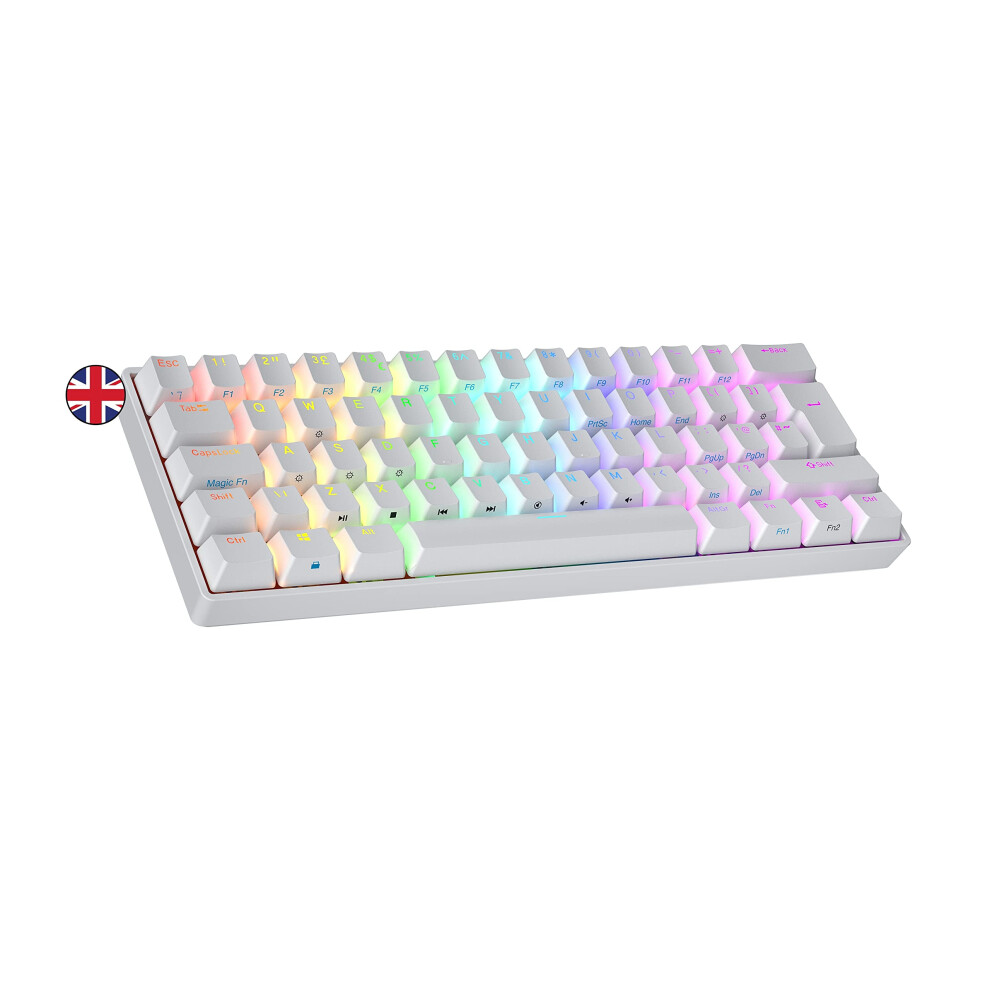 Ranked N60 Nova 60% | Hot Swappable Mechanical Gaming Keyboard | 62 Keys Multi Color Rgb Led Backlit For Pc/Mac Gamer | Iso Uk Layout (, Gateron White 5003197713383