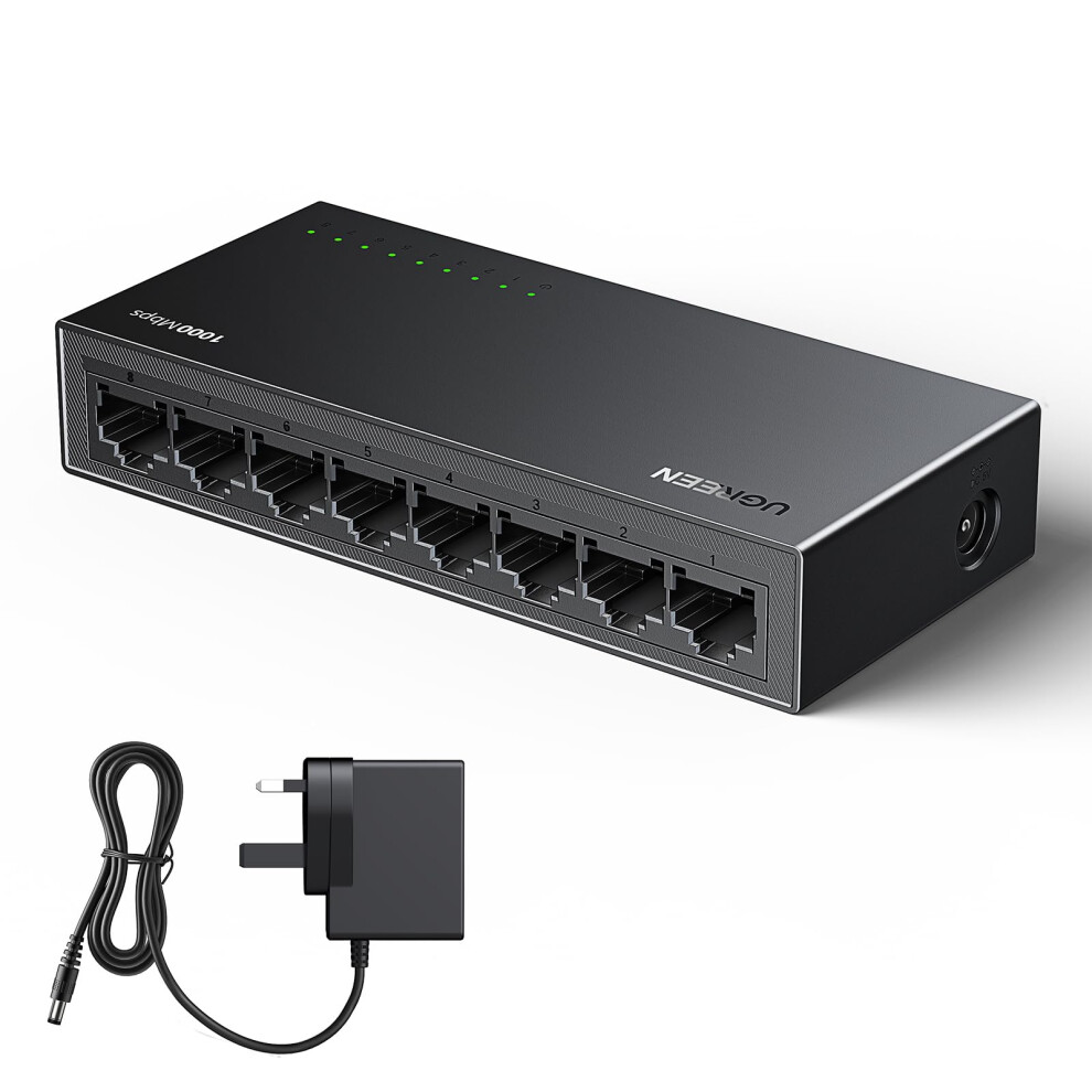 Ugreen Network Switch,8 Port Ethernet Splitter,High-Speed Gigabit Ethernet Switch Hub,Desktop & Wall-Mounting Internet Splitter,Plug & Play Lan Switc 5003817959412