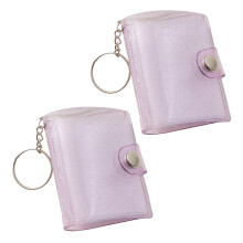 2Inch Insert Type Photo Album with Keychain Holds 20 Photos Long Sparkling purpl 2Pcs