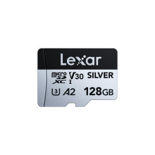 Lexar Silver 128GB Micro SD Card, MicroSDXC TF Card up to 205MB/s Reading, 100MB/s Write Micro SD+ Memory Card Adapter, A2, U3, Class 10, V30, Full H