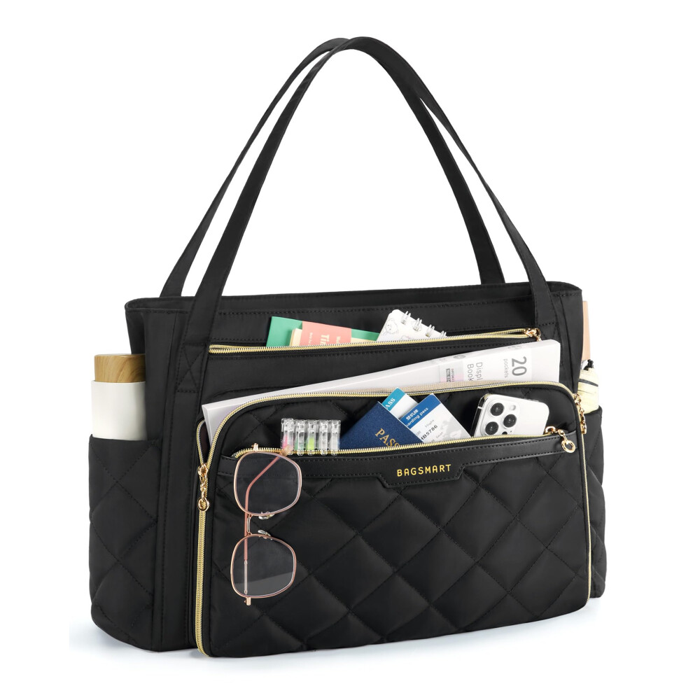 Bagsmart Laptop Tote Bag For Women, 15.6 Inch Teacher Work Bag Nurse Bag, Large Computer Briefcase, Quilted With Insulated Pocket For Nurse, Office 5051227849731