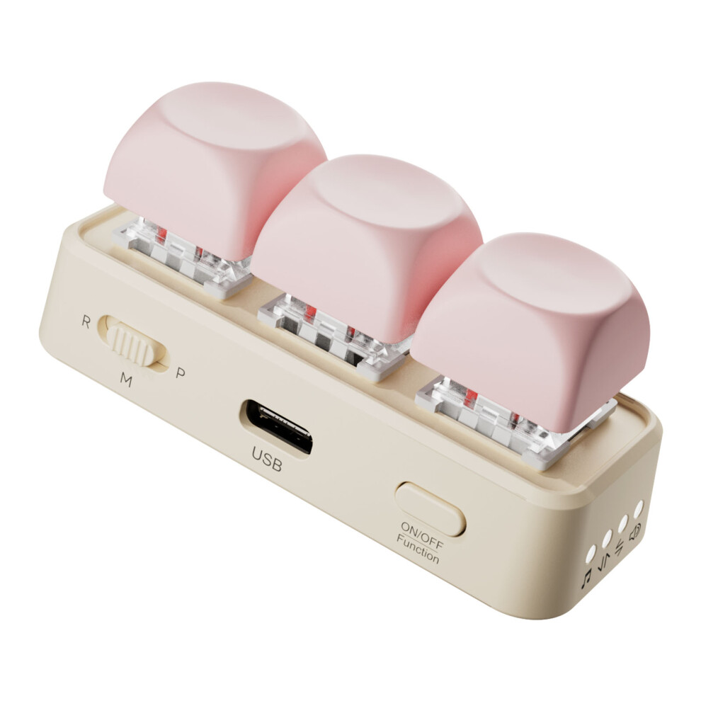 Portable Bluetooth-Compatible 3Key Led Keyboard For Precise Control Page Turner Pink 7695001186582