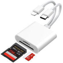 Ticenpe 2 in 1 USB C Lightning SD Card Reader for iPhone iPad, Macbook, Samsung, Camera, Laptop - SD/TF Card Adapter, 5Gbps Data Transfer, Plug & Play