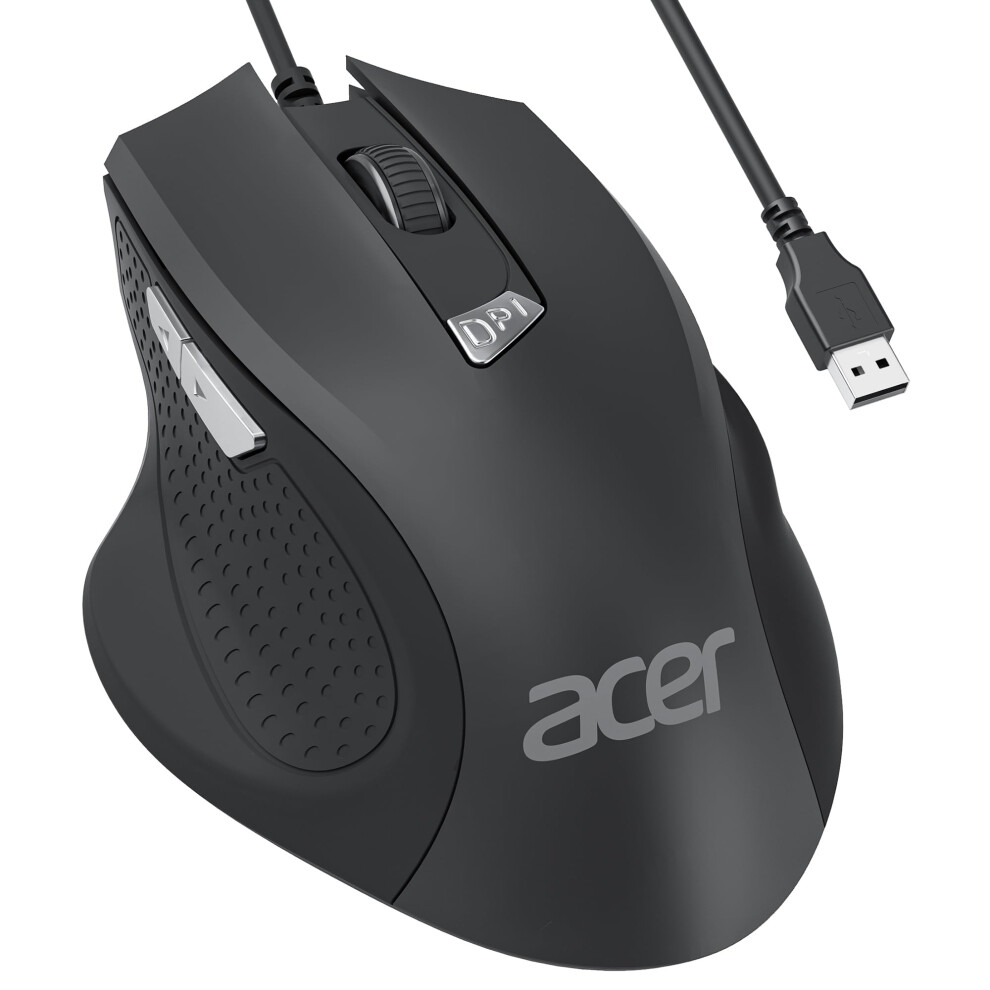 Photos - Mouse Acer Wired , Ergonomic Computer  with 6 Buttons, 4 Adjustable DPI up to 3200, Optical Sensor, USB Mice wired 1.5m 
