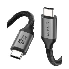 Silkland USB4 Cable for Thunderbolt 4 Cable 3M 40Gbps, [8K@60Hz 5K@60Hz 4K@144Hz], 240W PD3.1 for Monitor, MacBook Pro, iPhone 15 Pro/Pro Max, iPad P
