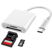 USB-C SD Card Reader, Dual Slots Micro SD/SD Card Reader Camera Memory Card Viewer for iPhone 16/15 Series, iPad, Mac, and Android/Windows/Linux/Mac