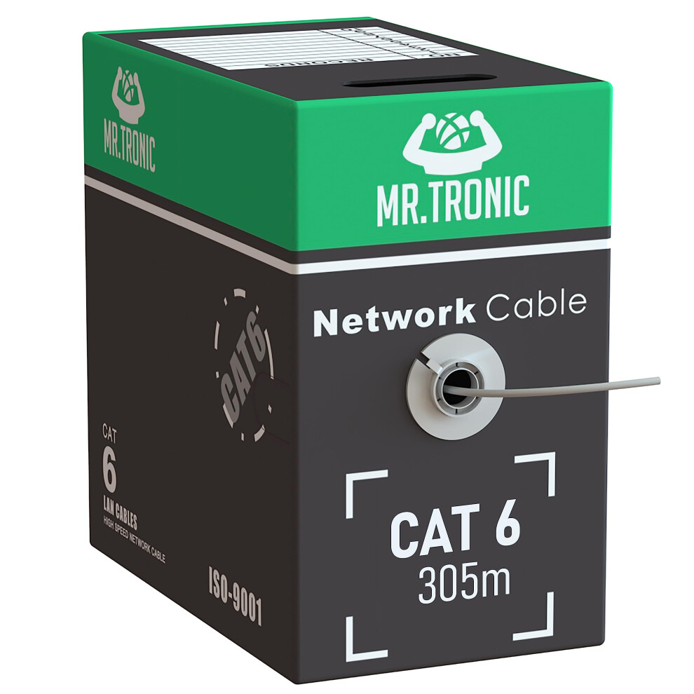 Mr. Tronic Bulk Cat 6 Ethernet Cable 305M, High Speed Lan Ethernet Network Cable, 305M Bulk Cat6 Internet 1 Gbps, 250 Mhz, Adsl Awg24, Utp Cca (305 M 5000795786023