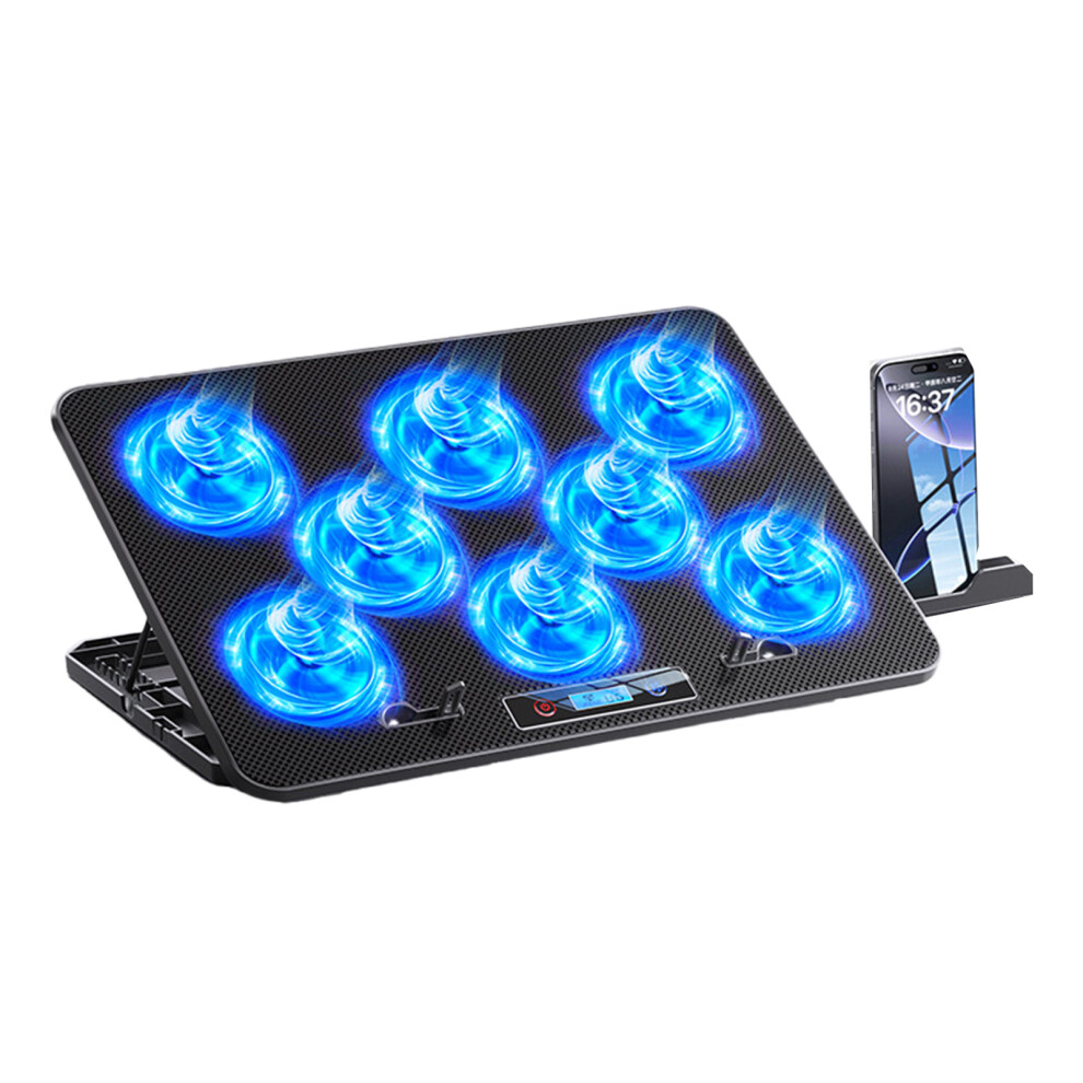 Rgbs Gaming Laptop Cooling Pad With Adjustable Height Quiet Fan For 8Core Digital Displ 7695001243377