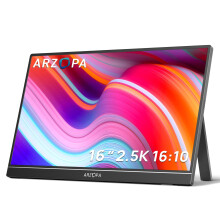 ARZOPA 2.5K Portable Monitor, 16 Inch 2560x1600 HDR 350nits 8bit QHD USB-C HDMI Laptop Monitor, 16:10 IPS Eye Care External Second Screen for Mac PC