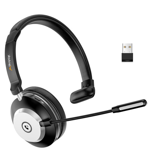 Wantek Wireless Bluetooth Headset With Noise-Cancelling Microphone, Compatible with Windows, Mac, Chrome, Linux, iOS, iPadOS, Android