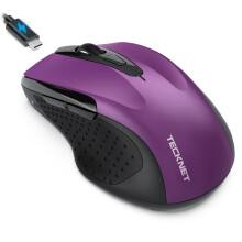 TECKNET Bluetooth Mouse Jiggler, Rechargeable Wireless Mouse (BT 5.0/3.0+2.4G) with Build-in Jiggler Mover Keeps Computer Awake, 4800 DPI Silent Ergo