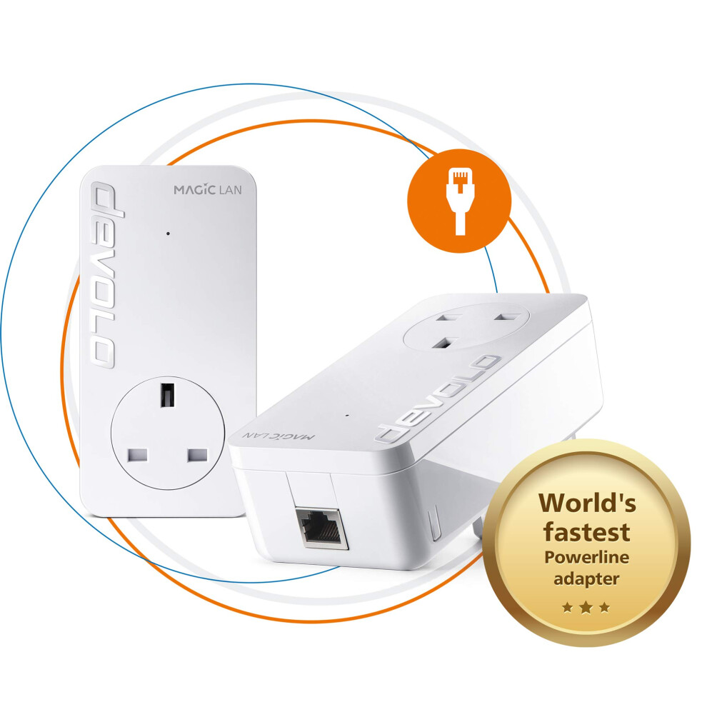 Photos - Ethernet Cable Devolo Magic 2-2400 Lan Powerline Starter Kit: Powerline Kit (Up To 2400 Mbps For Your Powerline Home Network, 1x GB Lan Por 