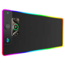 GIM Wireless Charging RGB Gaming Mouse Pad 15W, LED Mouse Mat 900x400x4MM, 10 Light Modes Extra Large Mousepad Non-Slip Rubber Base Computer Keyboard