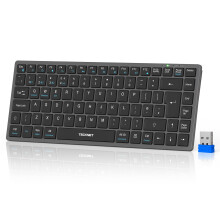 TECKNET 2.4G Wireless Keyboard, Rechargeable Bluetooth Keyboard for 4 Devices, Tri-Mode (3BT 5.0 + 2.4GHz), UK QWERTY Compact Mini Keyboard, Silent