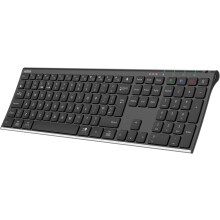 Arteck Universal Bluetooth Keyboard Stainless Steel Full Size UK Layout Wireless Keyboard for Windows, iOS, Android, Computer Desktop PC Laptop Surfa