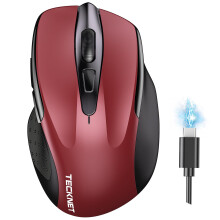 TECKNET Bluetooth Mouse, Rechargeable Bluetooth Wireless Mouse(Tri-Mode: BT 5.0/3.0+2.4G), 4800DPI Adjustable, Silent Ergonomic Wireless Mouse for La