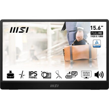 MSI PRO MP161 E2 15.6 Inch Full HD Portable Monitor - 1920 x 1080 IPS Panel, 60Hz, Eye-Friendly Screen (PC, Laptop, Mobile), Speakers, Enhanced Chass