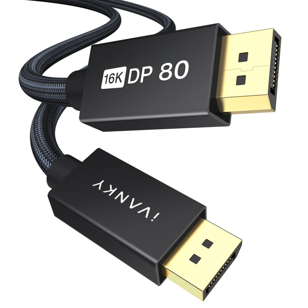 Ivanky Displayport Cable 16K 80Gbps, Dp To Dp 2.1 Cable High Speed Support 16K@60Hz, 8K@240Hz, 4K@540Hz/480Hz/240Hz, Hdr Dsc, Compatible With Monitor 5008068784721