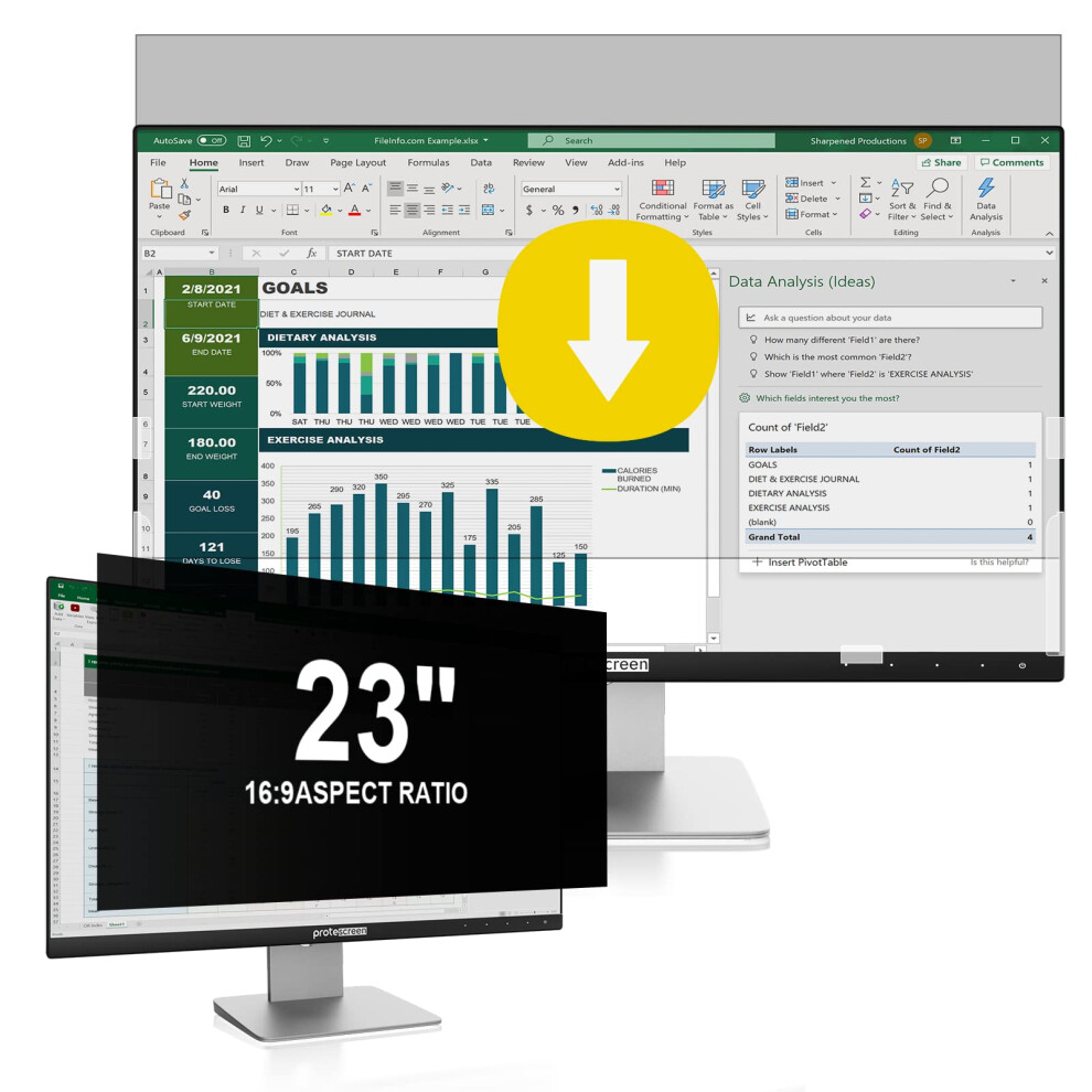 23 Inch Computer Privacy Screen Filter For 16:9 Aspect Ratio Monitor, Anti Glare Shield, Removable Screen Shield Blue/Light 5003295617750