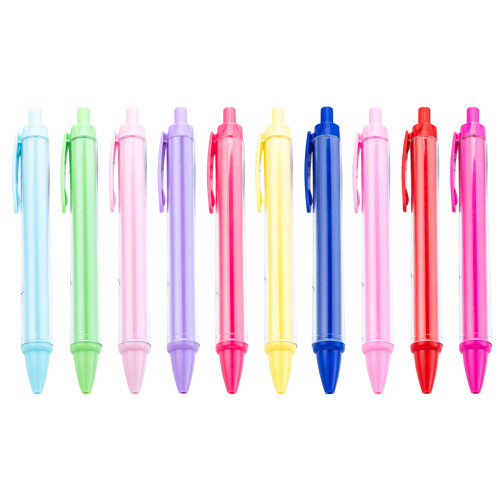 Retractable Ballpoint Pen Ergonomic Grip Multipurpose Plastic Pens Black Inks Rose red 1