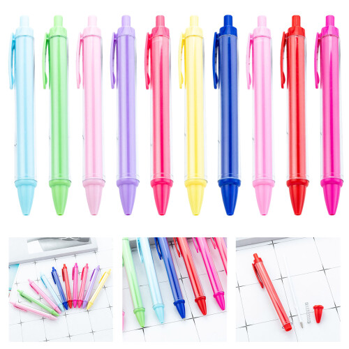 Retractable Ballpoint Pen Ergonomic Grip Multipurpose Plastic Pens Black Inks Rose red 2