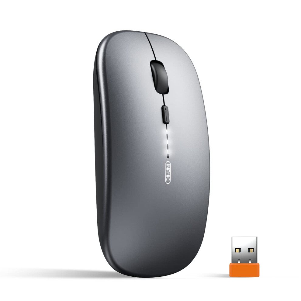 Inphic Wireless Mouse Rechargeable, [Upgraded], Ultra Slim 2.4G Silent Cordless Mouse Computer Mice 1600 Dpi With Usb Receiver For Laptop Pc Mac Macb 5005212852114