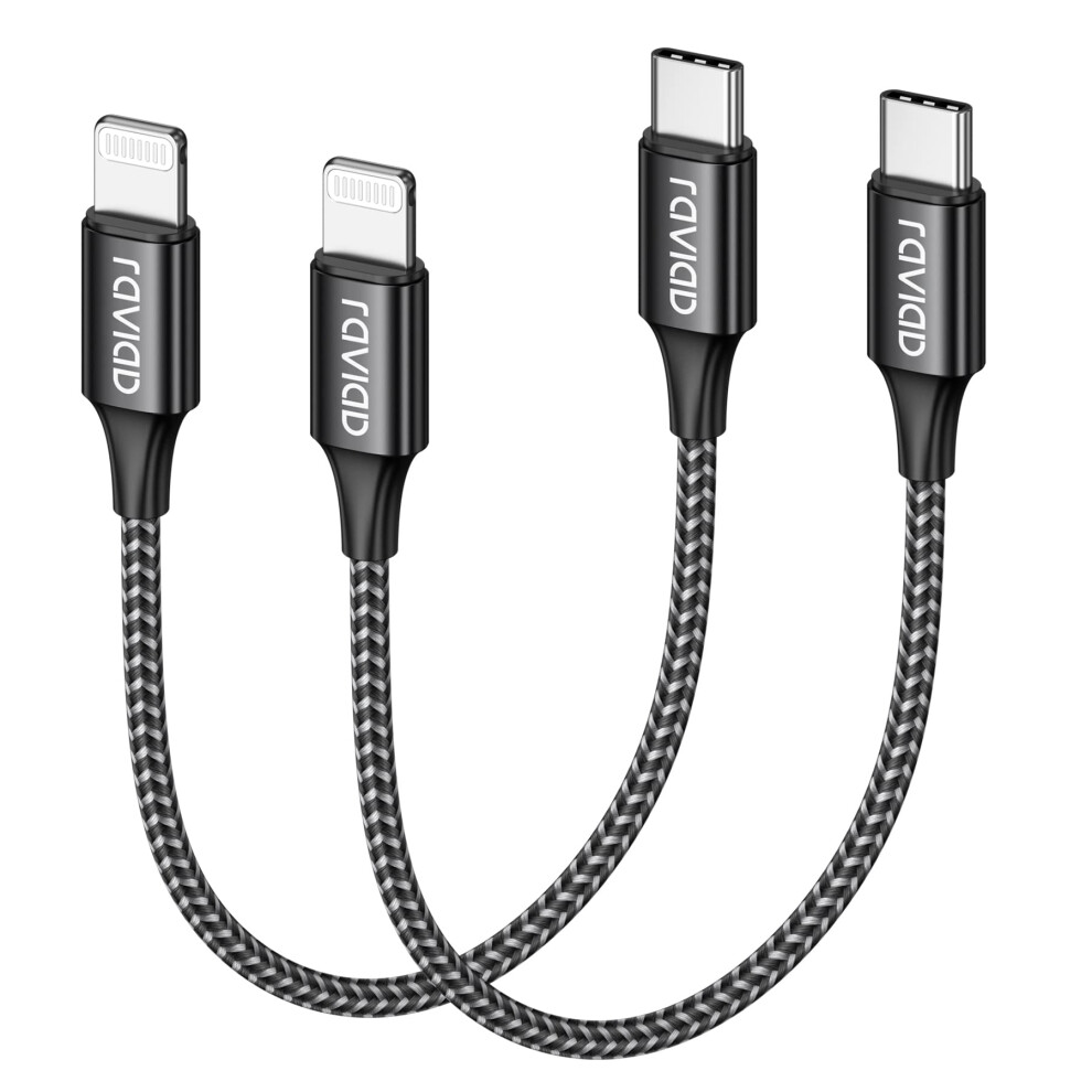 Raviad Usb C To Lightning Cable Short 0.3M 2Pack, [Mfi Certified] Iphone Fast Charger Cable Nylon Pd Fast Charging Usb C Lightning Cable Compatible W 5006738673429