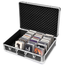 Trintion CD Storage Case - Holds 120 CDs, Portable Aluminium Media Holder With Handles and Lock for Albums, Games, Music - 56.5x40x17.8CM Water Resis