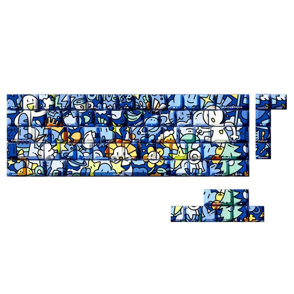 Graffiti Art Themed Mechanical Keyboard Keycaps Pbt Backlits 74/140Key 74 Keys Blue 7695001191937