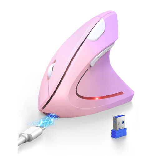 TeckNet TECKNET Ergonomic Mouse, Bluetooth Rechargeable Vertical Mouse(BT5.0/3.0+USB-A),Wireless Right handed Mouse,Optical Mouse 4800 DPI 6 Adjustable Level