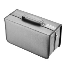 alavisxf xx CD Case, 160 Capacity Nylon CD DVD Storage Wallet Protective Disc Organizer Carrying Case with Card Holder (160 Capacity, Grey)