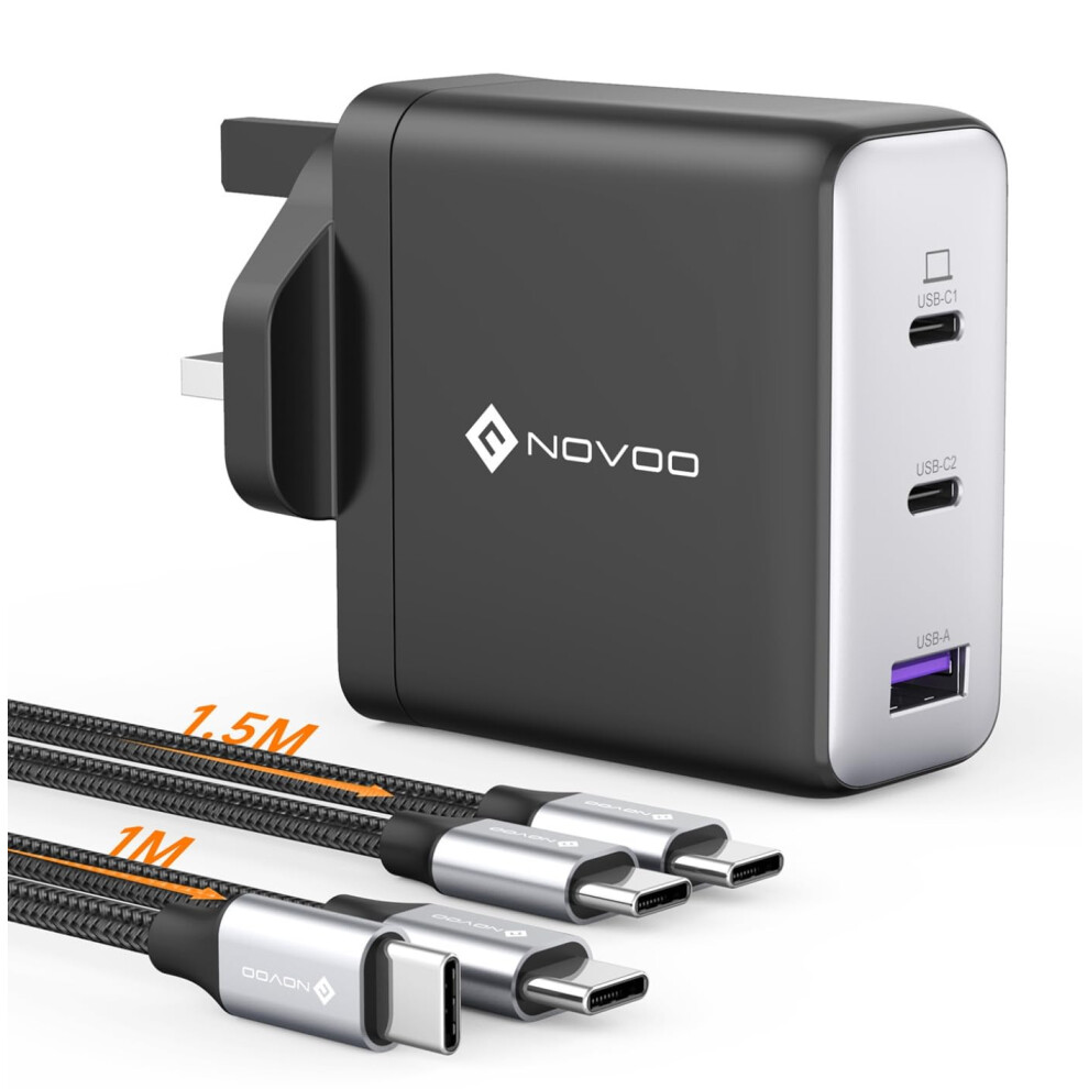 Novoo Usb C Charger, Macbook Pro/Air Charger, 3-Port 120W Gan Fast Charger, Pd3.0, Pps, Usb Plug Uk, Usb-C Laptop Charger For Macbook Pro, Macbook Ai 5001547212616