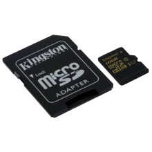 Kingston microSDHC SDC4/8GB Class 4 Flash Card + SD Adapter, Black
