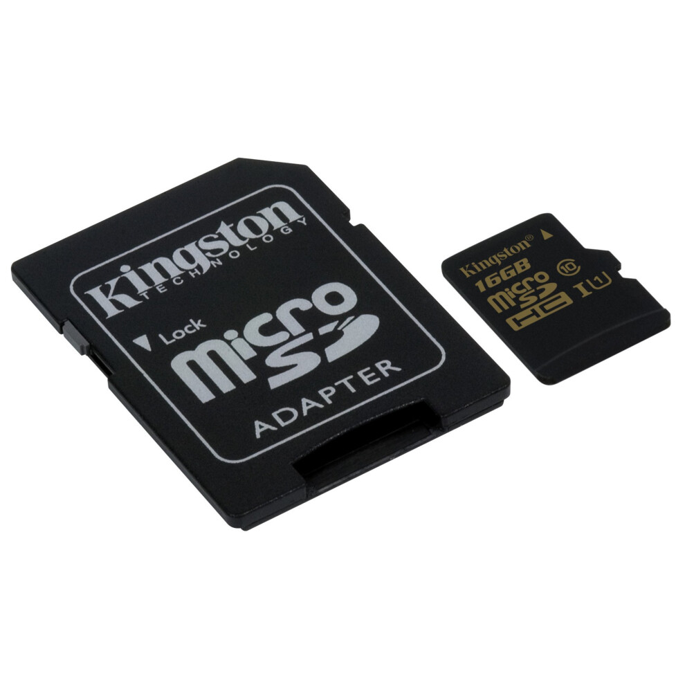 Kingston Microsdhc Sdc4/8Gb Class 4 Flash Card + Sd Adapter, Black