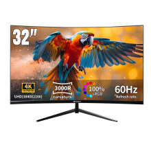 CRUA 32 Inch 4K Curved Monitor, 3000R VA Panel, UHD 3840x2160 with HDR10, Adaptive Sync, 100% sRGB, Eye Care Display for Gaming, Work & Entertainment