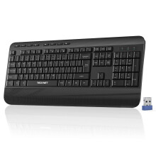 TECKNET Wireless Keyboard with Wrist Rest, Full-size Ergonomic Keyboards with 20 Shortcut Keys & Spill-Resistant Design, 2.4GHz Cordless Silent Keybo