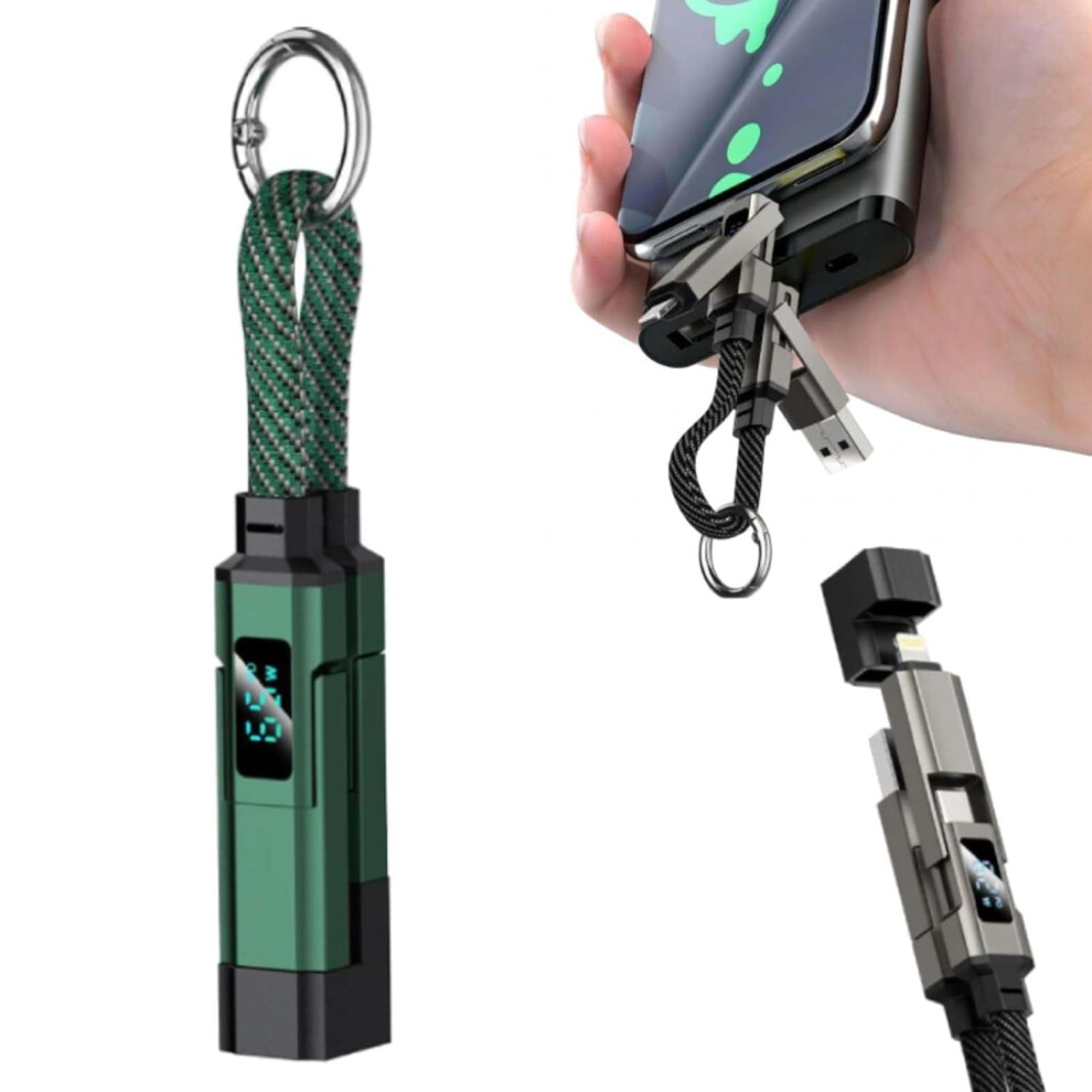 4 In 1 Usb C Keychain Charger Cable, 65W Fast Charging Short Phone Lanyard Data Cable Fit -Ning/Type-C/Usb-A/Usb-C, Portable Multi Charge Led Di Light 5008807401612