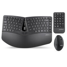 Perixx PERIDUO-606A Wireless Ergonomic Keyboard Set - Compact Split Design with Vertical Mouse and External Numeric Keypad - Adjustable Typing Angles