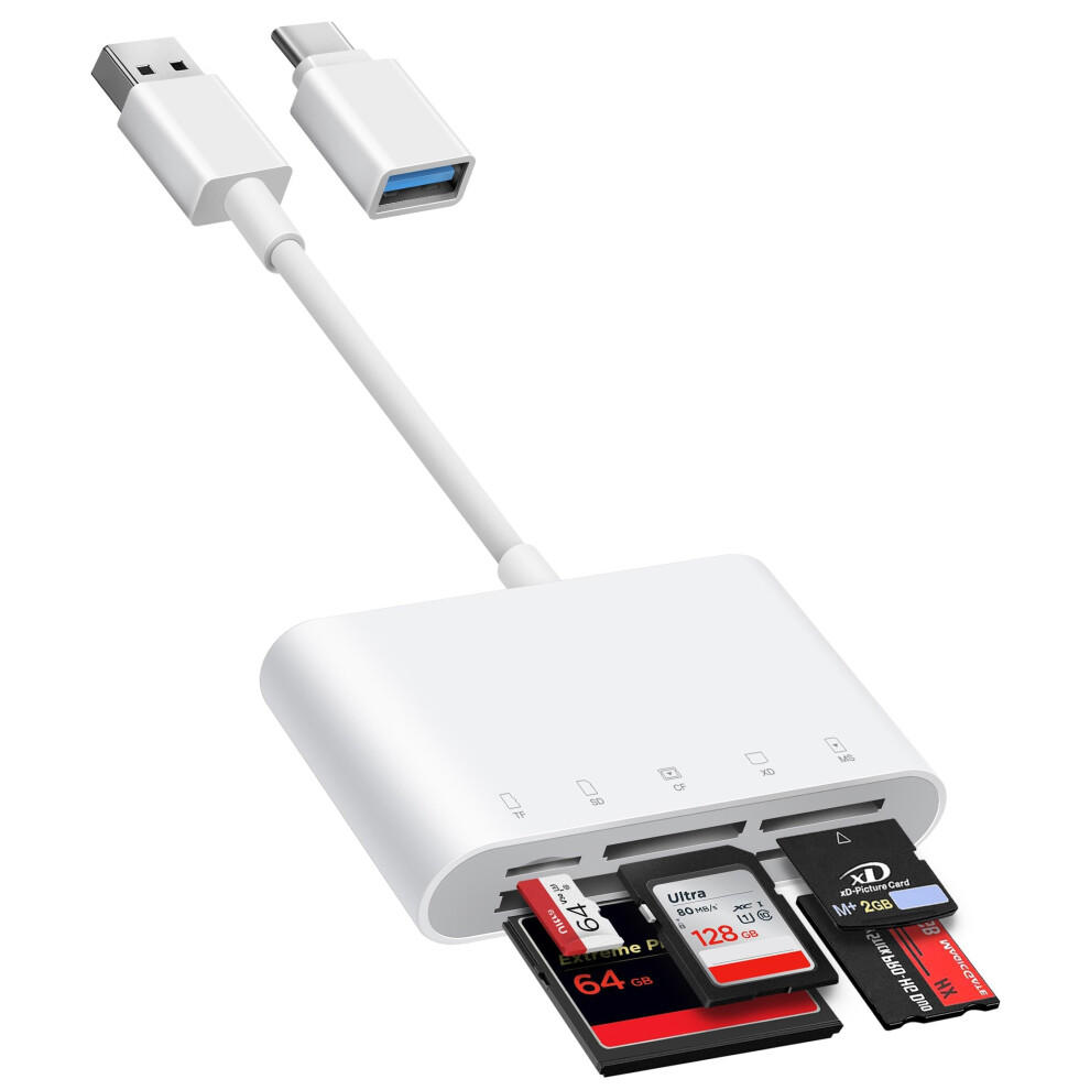 Bnmxtek Usb-A And Usb-C To Sd Card Reader, Trail Camera Card Adapter With Sd Microsd Cf Compact Flash Memory Stick Xd Picture 5 Slots For Iphone 15 1 5003201030185