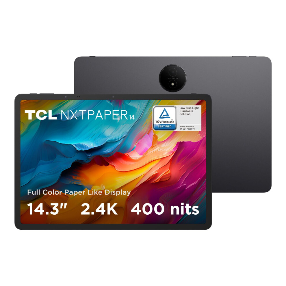 Tcl Nxtpaper 14 Wifi Tablet 14.3" 2.4K 10,000Mah Battery 33W Fast Charging Nxtpaper Display Anti-Glare Anti-Blue Light Protect Your Eyes 8Gb+256Gb Ul