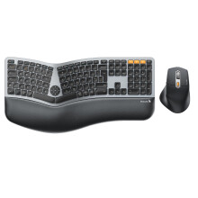 ProtoArc Ergonomic Wireless Keyboard Mouse, EKM01 Plus Full Size Ergo Bluetooth Keyboard Mouse Combo, Split Design, Wrist Rest, Multi-Device, Recharg