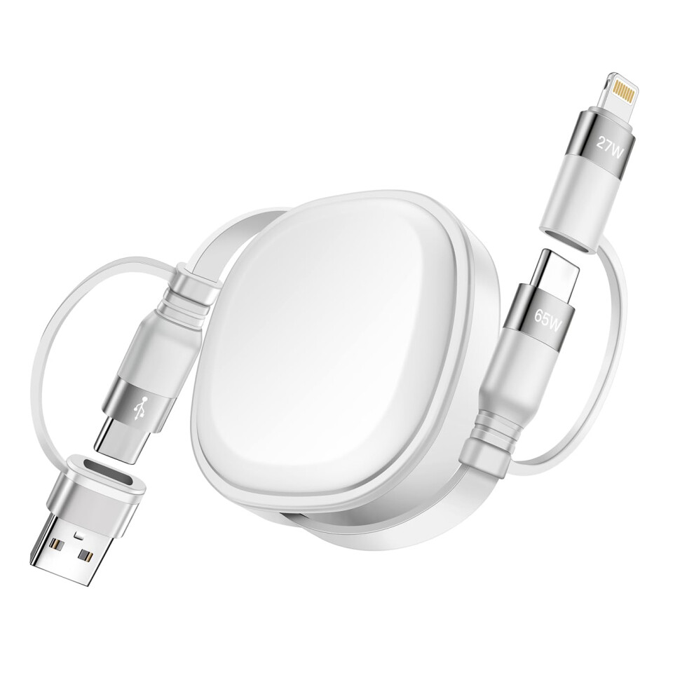 Minlu 65W Multi Charger Cable, 5 In 1 Retractable Charging Cable Fast Charging, Multi Usb Charging Cable With Data Transfer, Usb C To Usb C[65W]+Ligh 5007492596276