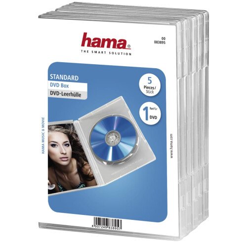 Hama Hama CD/DVD Cases | 5 Pieces Per Pack | Booklet Holder Inside | Clear