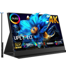 UPERFECT OLED Portable Monitor 4K 3840x2160, 13.3" Small Monitor with | 180% sRGB| 0.1ms, 500 Nits | 100000:1 Contrast | Ultra-Slim All-Aluminium All