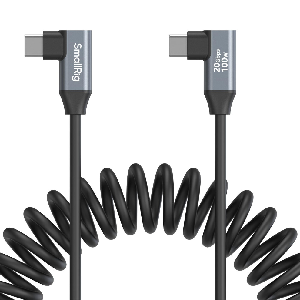 Smallrig Usb-C To Usb-C Coiled Data Cable Charger (Angled To Angled), 90 Degree Usb-C Cable 20Gbps High Speed Data Transfer, Support Pd 100W Fast Cha 5001442111113