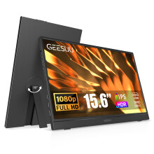 GEESUU Portable Monitor 15.6", 1080P FHD IPS Second Screen with 90 Rotating Kickstand, Portable Monitor for Laptop/PC/Mac/Xbox, Plug & Play Travel M