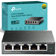 TP-Link TL-SG105PE Managed 5-Port Gigabit PoE Network Switch, 4 Port PoE+ Ethernet Splitter Extenders up to 65W Power Budget, Support Network Monitor