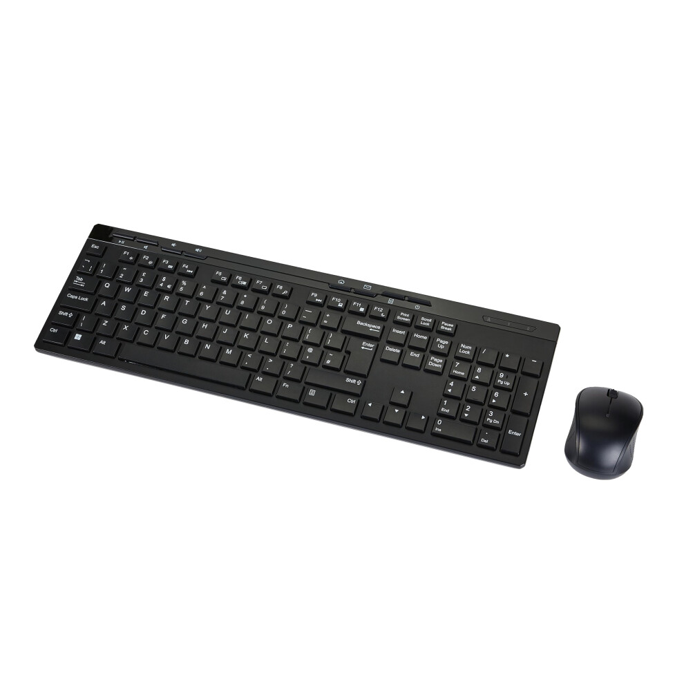 Amazon Basics Md023 Full-Sized Wireless Keyboard And Mouse Combo, 2.4 Ghz Usb Receiver, Uk Layout, Black 5005663864506