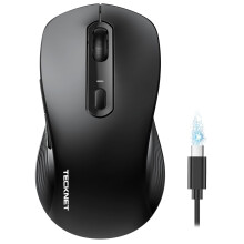 TECKNET Bluetooth Mouse, Wireless Mouse Rechargeable Tri-Mode Bluetooth 5.0/3.0+2.4G for Laptop, Silent 4800DPI PC Computer Mice with 6 Adjustable Le