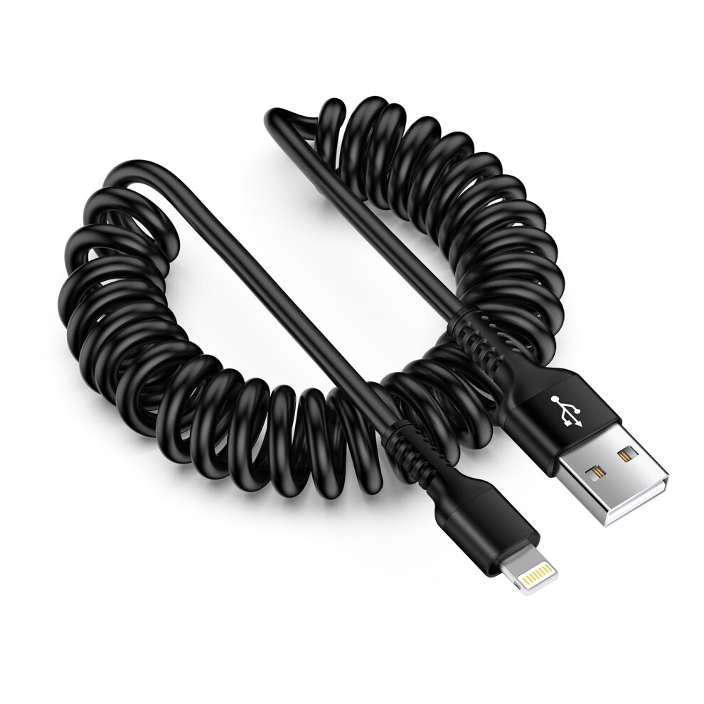 Gaef Coiled Lightning Cable Apple Carplay Cable For Car, Retractable Apple Charging Cable [0.46M Stretch To 1.83M], Short Iphone Charger Cord For Iph 5004836372749